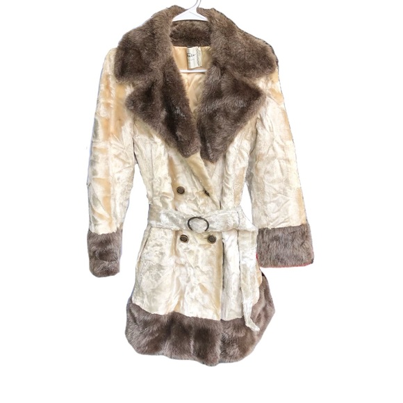 Vintage Jackets & Blazers - Vintage Penny Lane 60s 70s Two-Tone Fur Coat Size 10